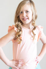 Peach S/S Ruffle Tee-Mila & Rose ®