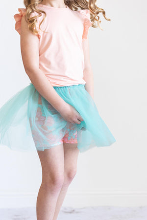 Peach S/S Ruffle Tee-Mila & Rose ®