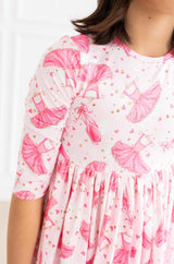 Pirouette 3/4 Sleeve Pocket Twirl Dress-Mila & Rose ®