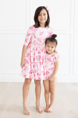 Pirouette 3/4 Sleeve Pocket Twirl Dress-Mila & Rose ®