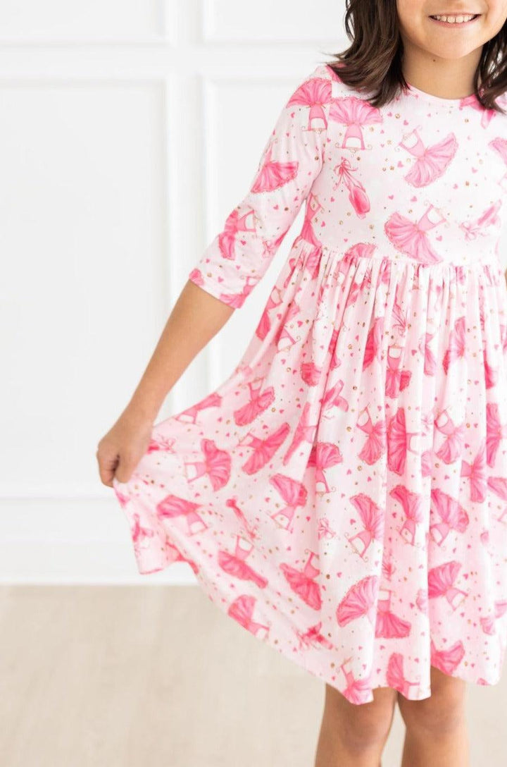 Pirouette 3/4 Sleeve Pocket Twirl Dress-Mila & Rose ®