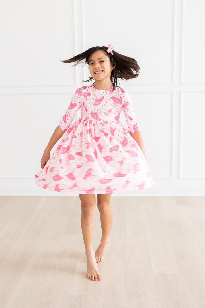 Pirouette 3/4 Sleeve Pocket Twirl Dress-Mila & Rose ®