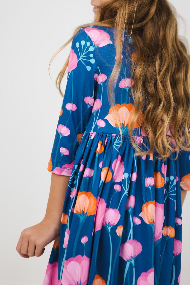 Poppies 3/4 Sleeve Pocket Twirl Dress 4T