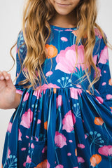 Poppies 3/4 Sleeve Pocket Twirl Dress-Mila & Rose ®