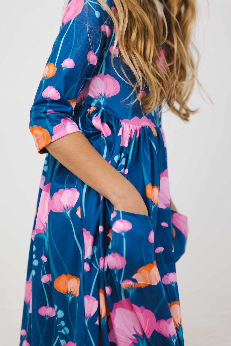 Poppies 3/4 Sleeve Pocket Twirl Dress - 4T Poppies 3/4 Sleeve Pocket Twirl Dress - 4T