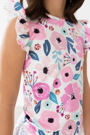 (S) Pretty in Purple S/S Ruffle Tee-Mila & Rose ®