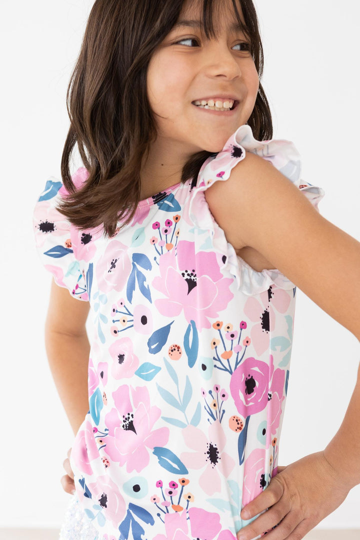 (S) Pretty in Purple S/S Ruffle Tee-Mila & Rose ®