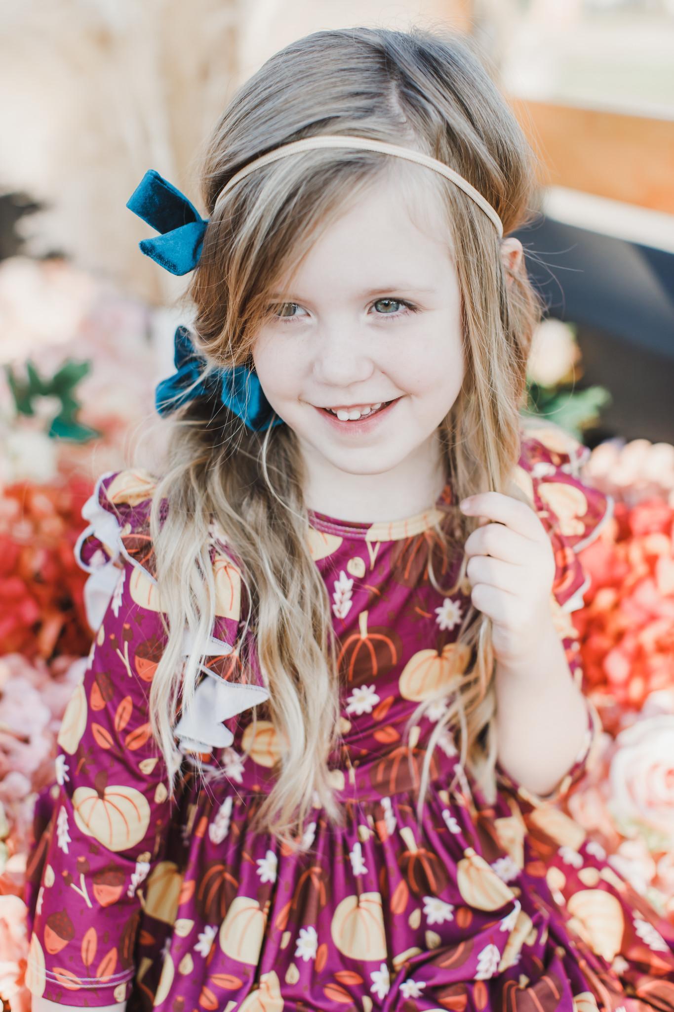 pumpkin dress Girls' Patch 3/4 Sleeve Ruffle Twirl Size: 6-12m By Mila & Rose silk kaftan Turn up the Halloween Dark Cottagecore Mushroom Moth Material:Mahogany