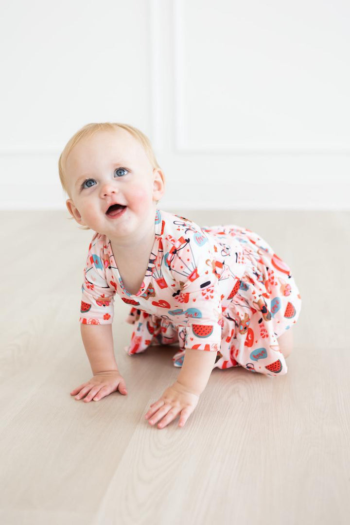 Puppy Love 3/4 Sleeve Twirl Bodysuit-Mila & Rose ®