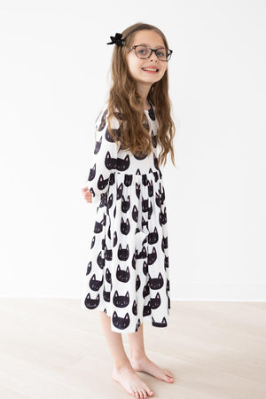 Purrfect 3/4 Sleeve Pocket Twirl Dress-Mila & Rose ®