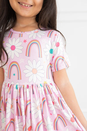 Rainbow Daisies S/S Pocket Twirl Dress-Mila & Rose ®