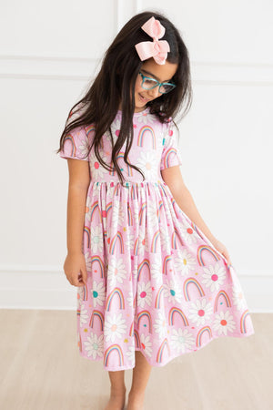 Rainbow Daisies S/S Pocket Twirl Dress-Mila & Rose ®