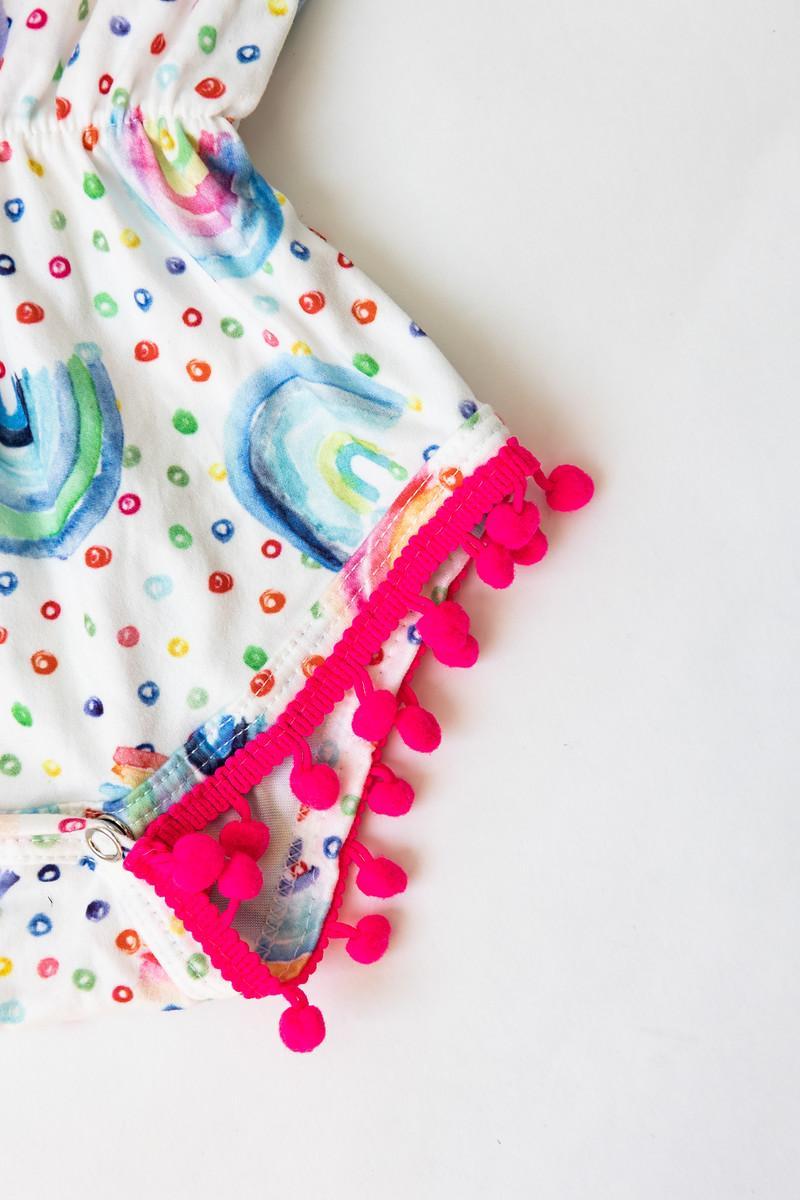 Rainbow Dot Pom Pom Romper-Mila & Rose ®