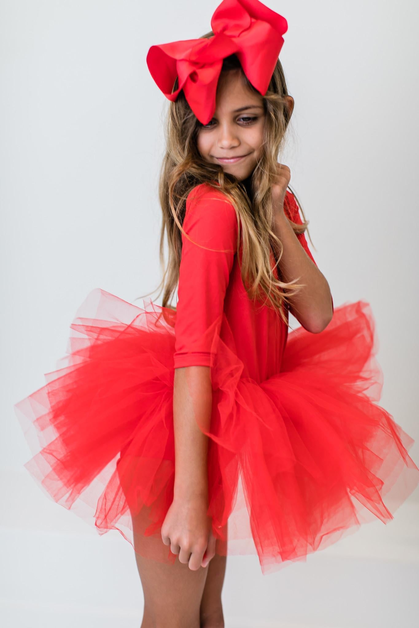 Girls' Red 3/4 Tutu Leotard Size: 5/6 By Mila & Rose Girls' Red 3/4 Tutu Leotard Size: 5/6 By Mila & Rose