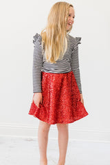 (V) Red Sequin Twirl Skort-Mila & Rose ®