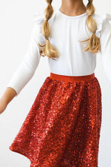 (V) Red Sequin Twirl Skort-Mila & Rose ®