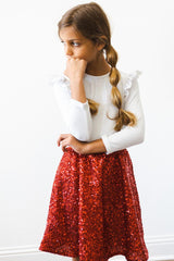 (V) Red Sequin Twirl Skort-Mila & Rose ®