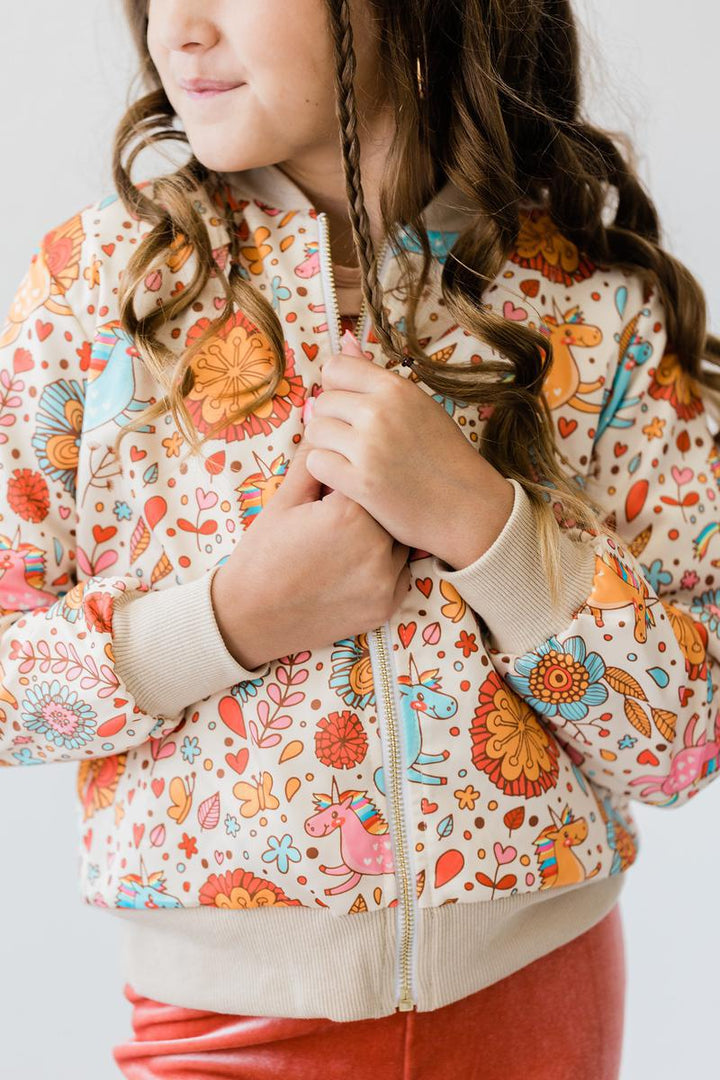 Retro Unicorns Satin Jacket-Mila & Rose ®