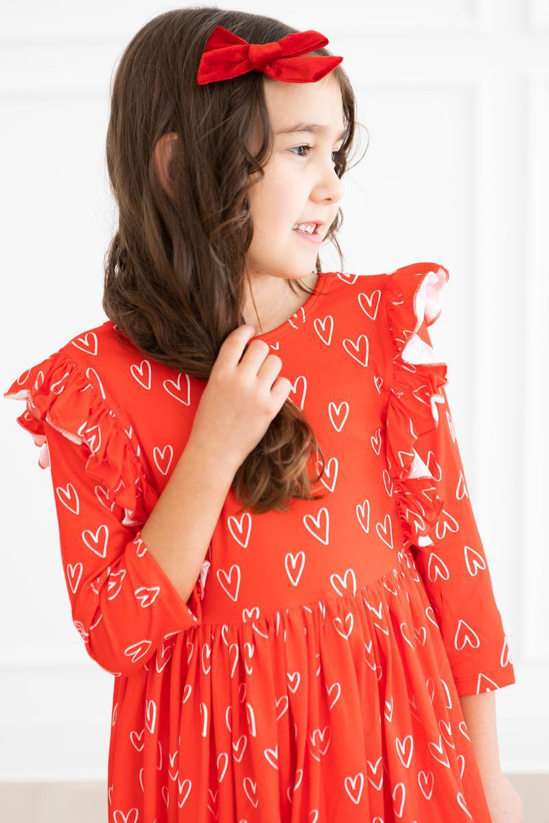 strapless open back dress Mila & Rose Roses Are Red Ruffle Twirl Dress, 4T
