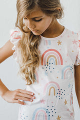 (S) Over the Rainbow S/S Ruffle Tee-Mila & Rose ®