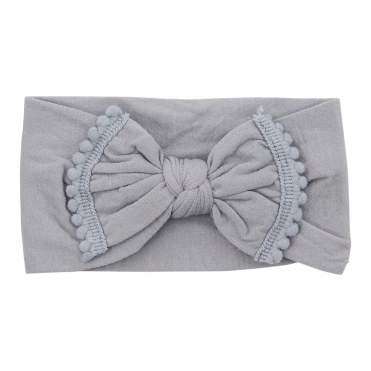 SALE Gray Pom Pom Nylon Headwrap-Mila & Rose ®