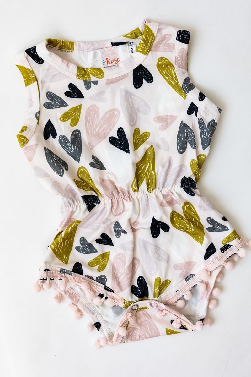 SALE I Heart You Pom Pom Romper-Mila & Rose ®