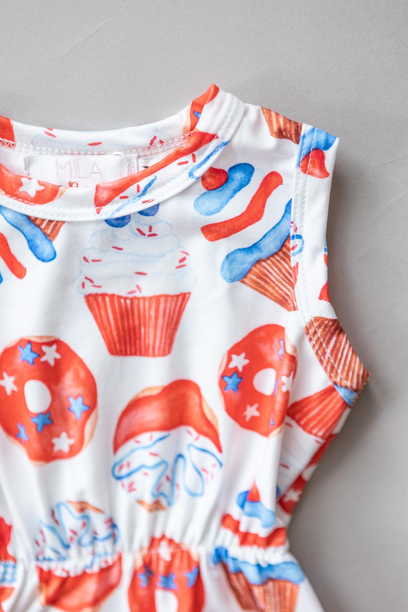 SALE Red, White & Sweet Pom Pom Romper-Mila & Rose ®