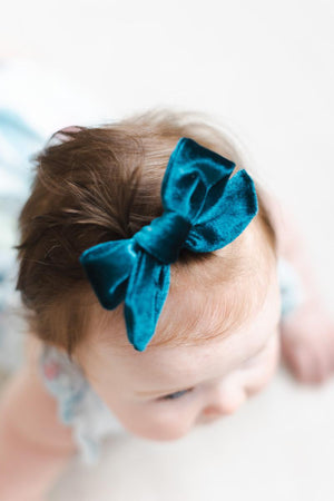 SALE Turquoise Velvet Bow-Mila & Rose ®