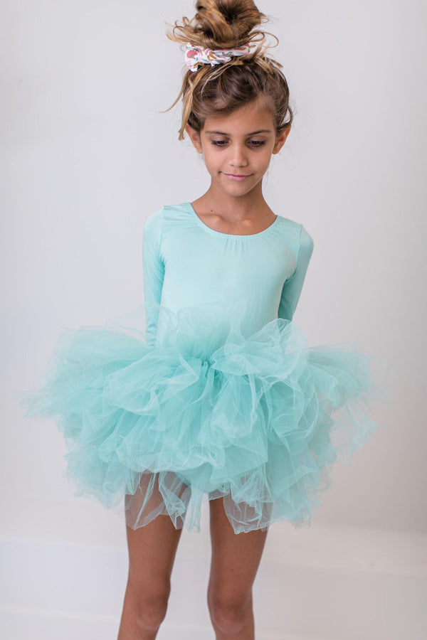 mint green tutu dress Girls' Sage 3/4 Tutu Leotard Size: 7/8 By Mila & Rose