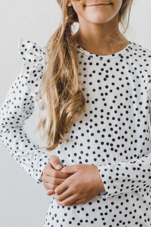 Scattered Dot L/S Ruffle Tee-Mila & Rose ®