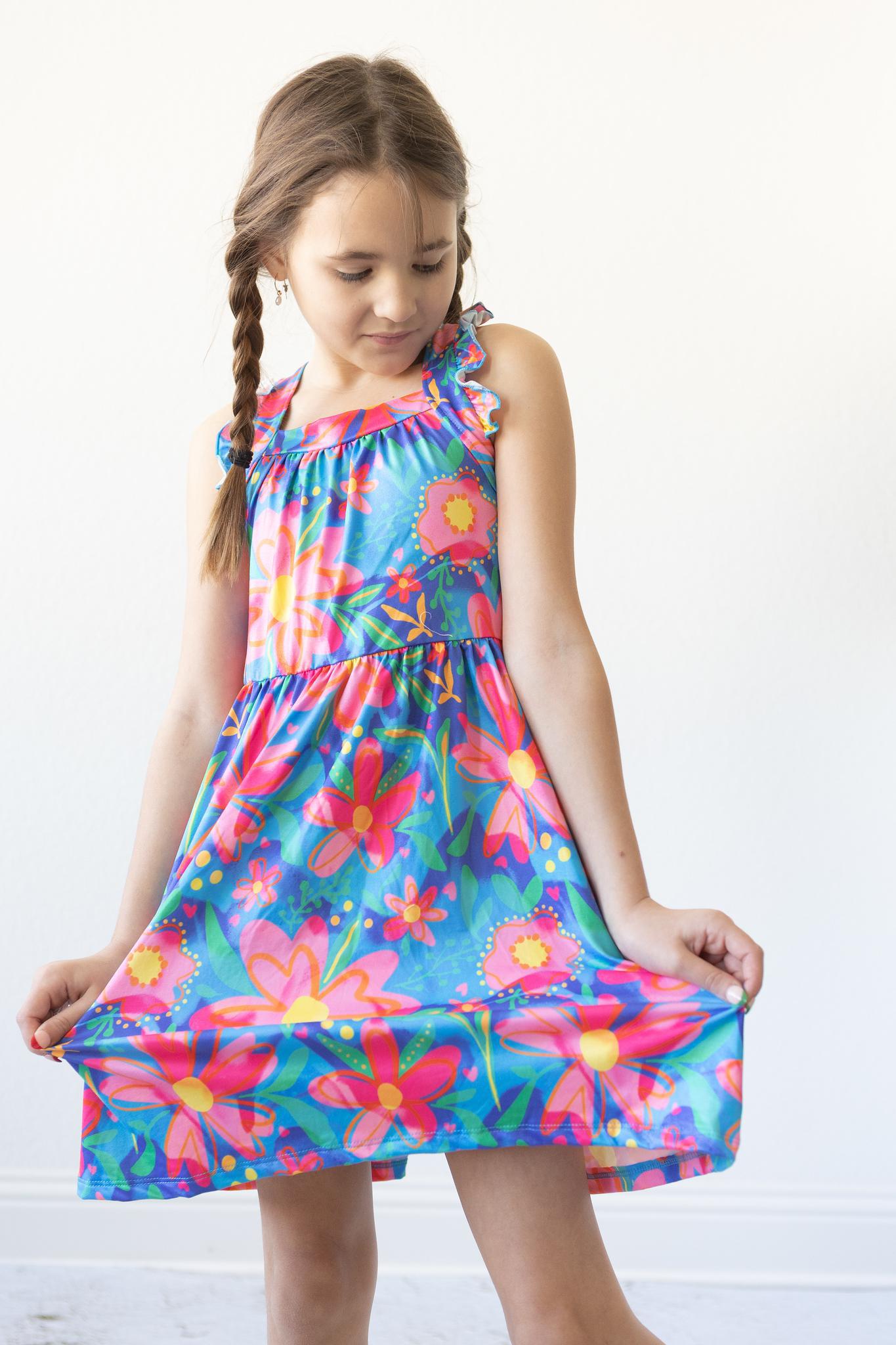 Springing Around Ruffle Cross Back Dress-Mila & Rose ®