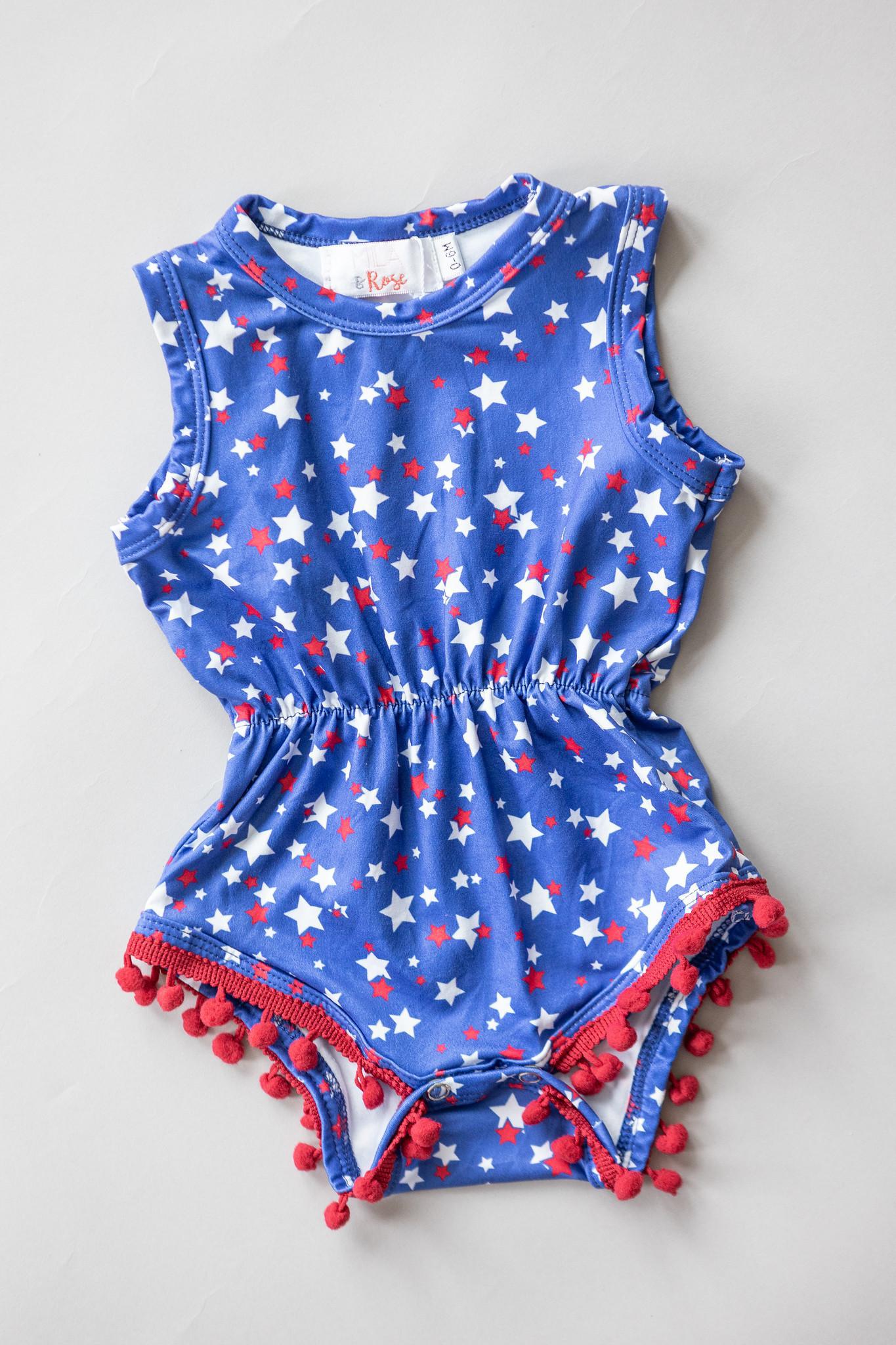 Star Bright Pom Pom Romper-Mila & Rose ®