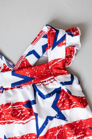 Stars & Stripes Ruffle Cross Back Romper-Mila & Rose ®