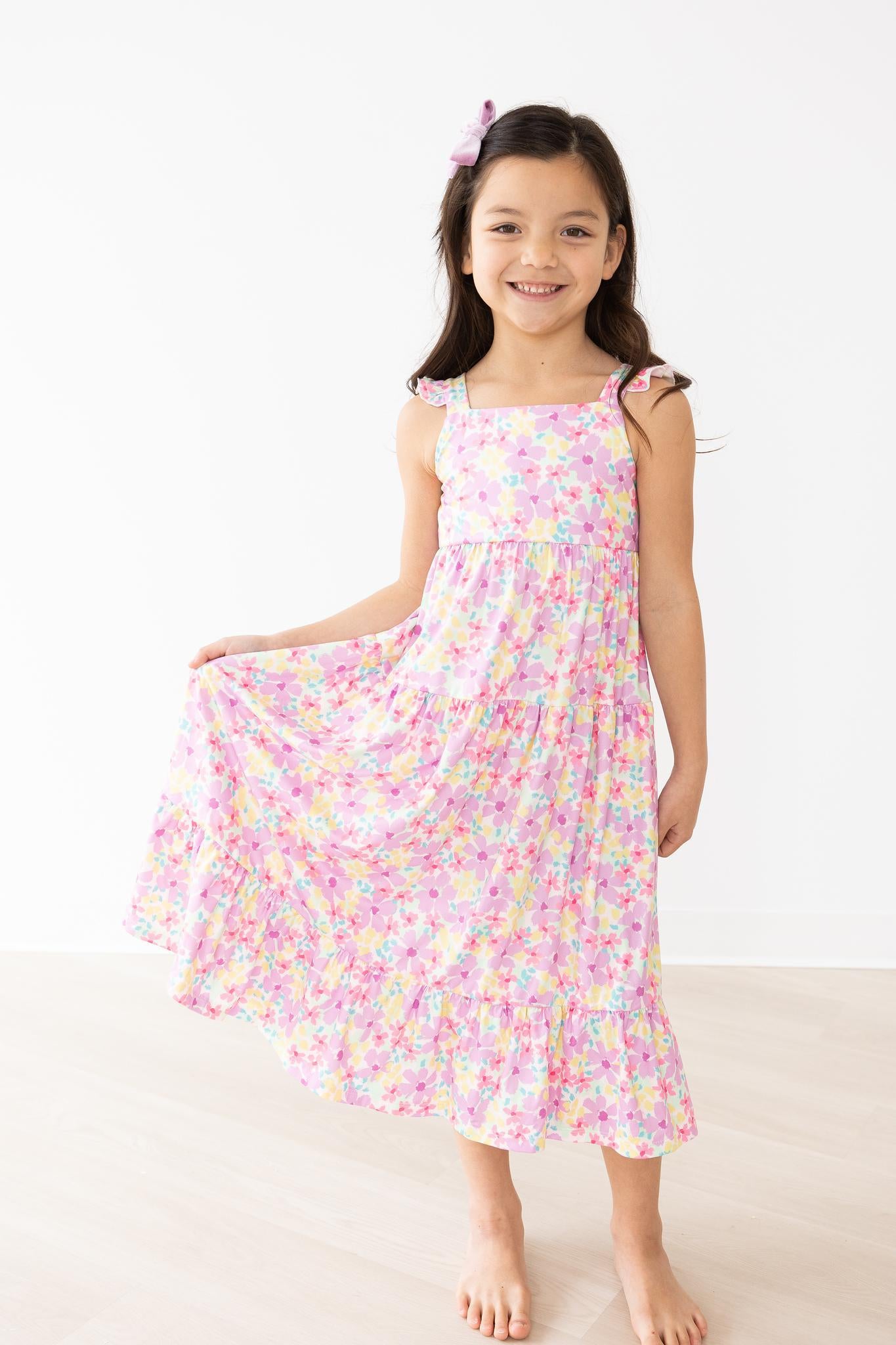 Summer Watercolor Floral Ruffle Maxi Dress-Mila & Rose ®