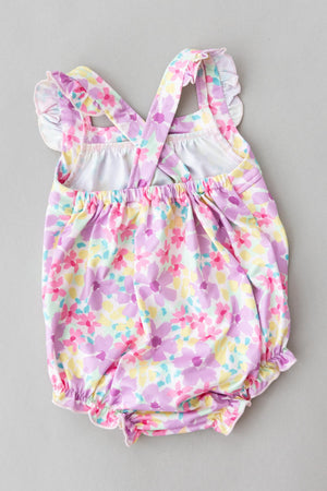 Summer Watercolor Ruffle Cross Back Romper-Mila & Rose ®