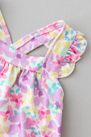 Summer Watercolor Ruffle Cross Back Romper-Mila & Rose ®