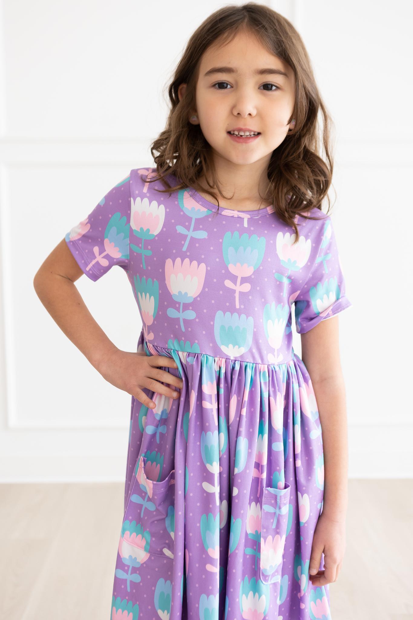 SALE Too Cool Tulips S/S Pocket Twirl Dress-Mila & Rose ®