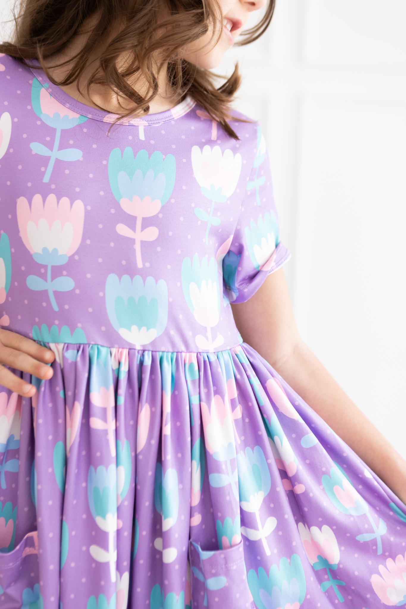 SALE Too Cool Tulips S/S Pocket Twirl Dress-Mila & Rose ®