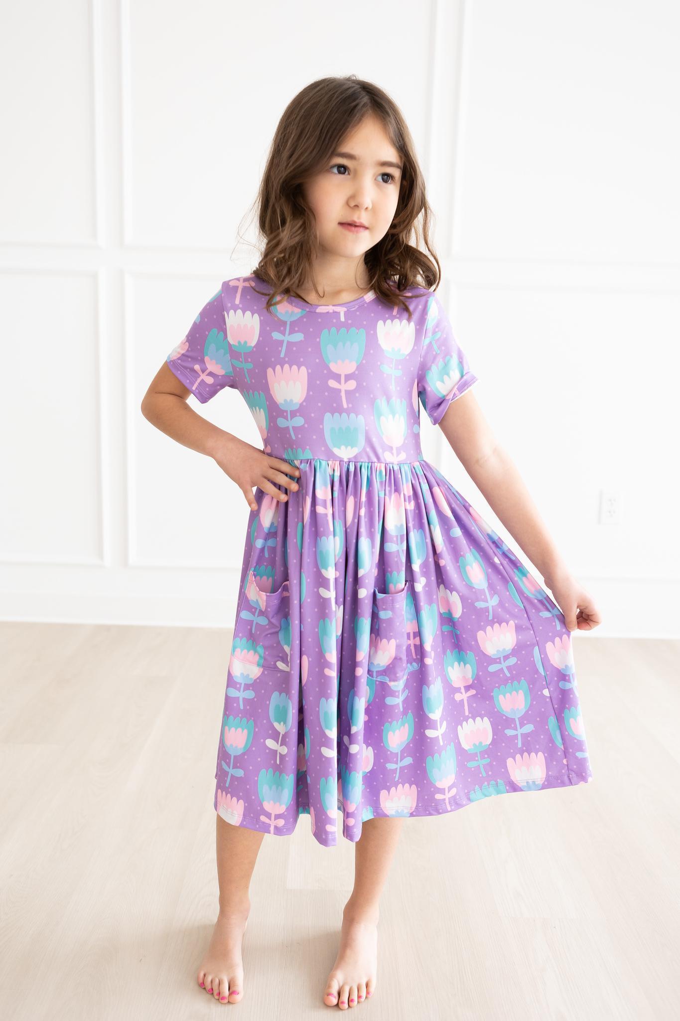 SALE Too Cool Tulips S/S Pocket Twirl Dress-Mila & Rose ®