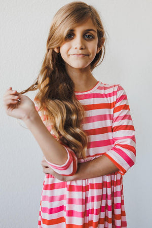 (V) All You Need is Love 3/4 Sleeve Pocket Twirl Dress-Mila & Rose ®