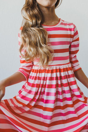 All You Need is Love 3/4 Sleeve Pocket Twirl Dress-Mila & Rose ®