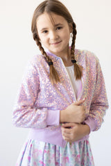 (V) Lavender Sequin Jacket-Mila & Rose ®