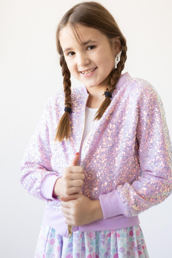 (V) Lavender Sequin Jacket-Mila & Rose ®