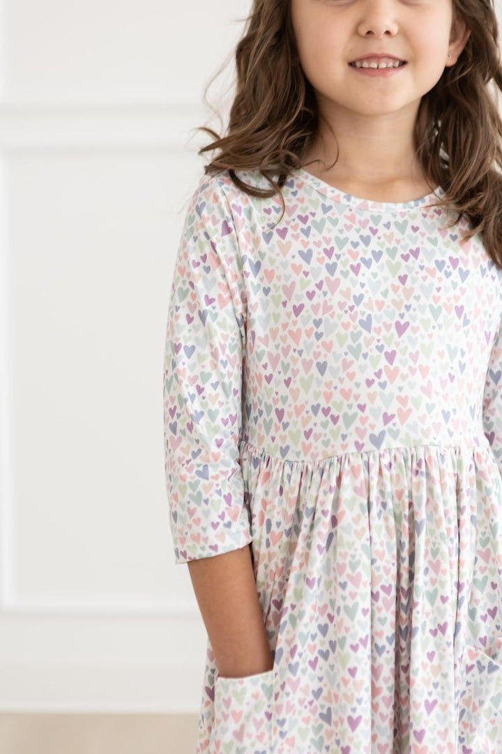 (V) One in a Million 3/4 Sleeve Pocket Twirl Dress-Mila & Rose ®