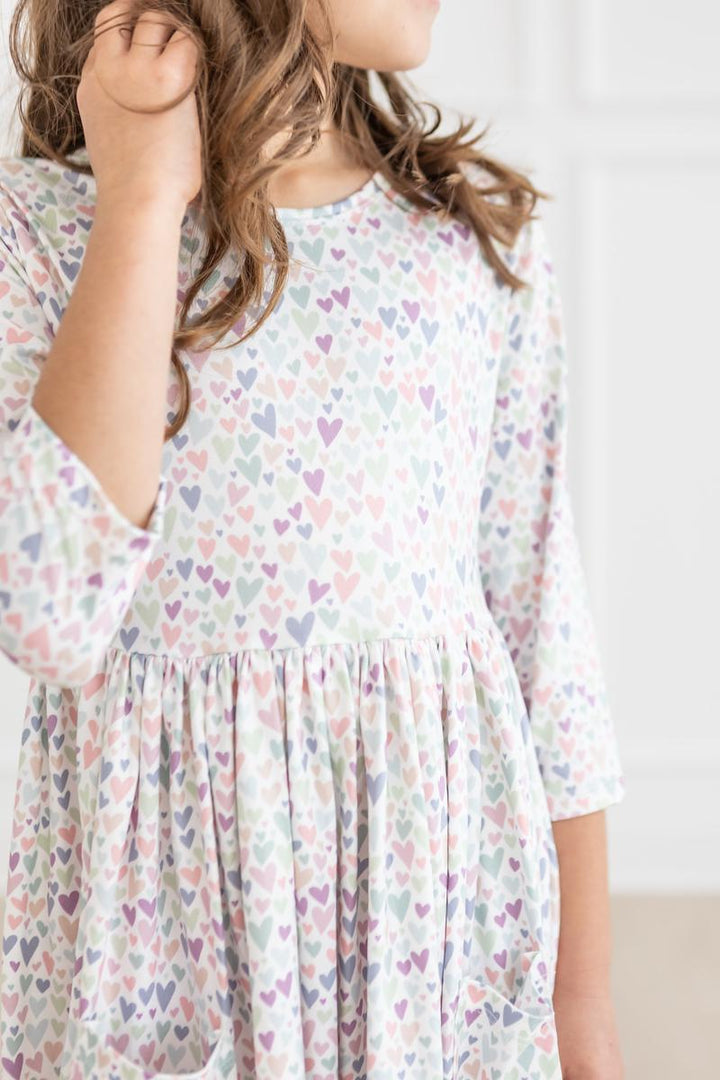 (V) One in a Million 3/4 Sleeve Pocket Twirl Dress-Mila & Rose ®
