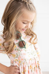 (V) Pretty Peachy 3/4 Sleeve Pocket Twirl Dress-Mila & Rose ®