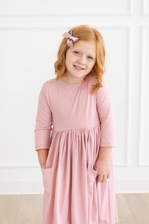 Vintage Pink 3/4 Sleeve Pocket Twirl Dress-Mila & Rose ®