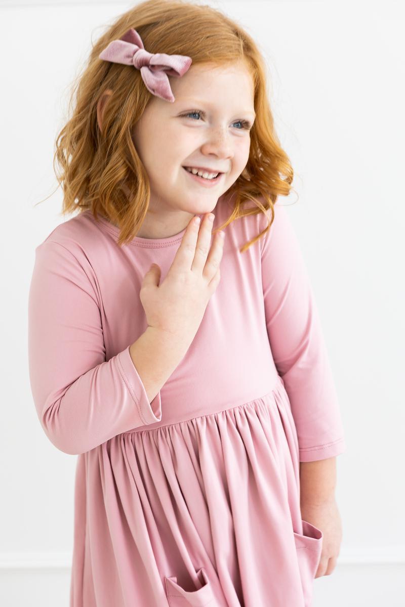 Vintage Pink 3/4 Sleeve Pocket Twirl Dress-Mila & Rose ®