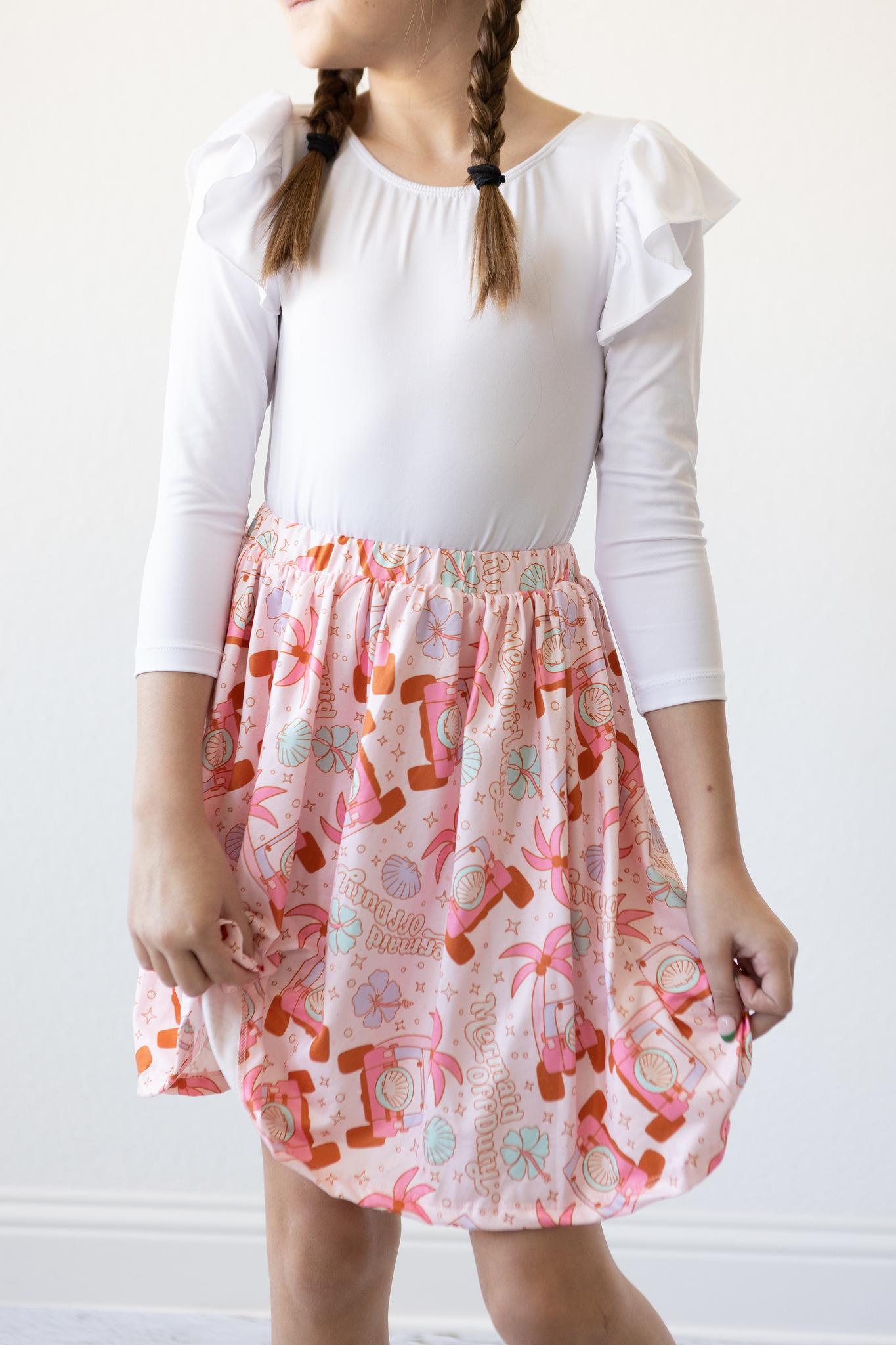 White L/S Flutter Sleeve Leotard-Mila & Rose ®