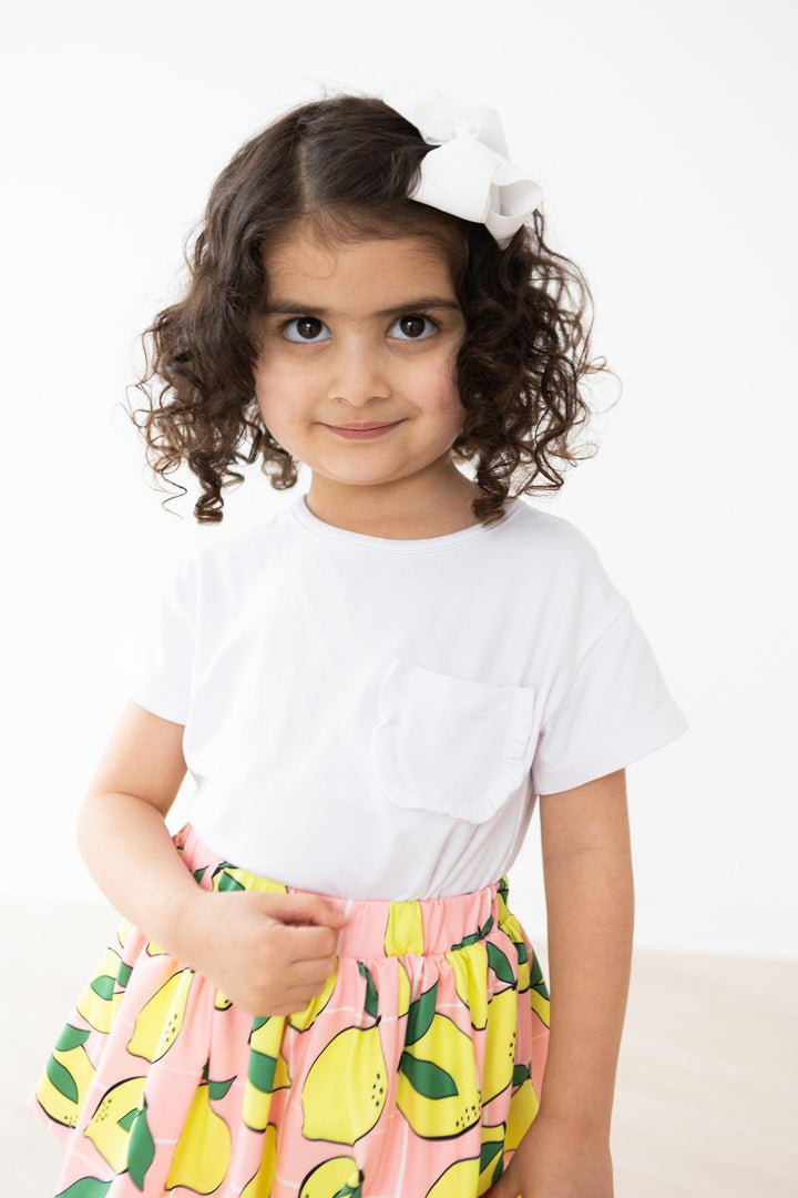 White Ruffle Pocket Tee-Mila & Rose ®